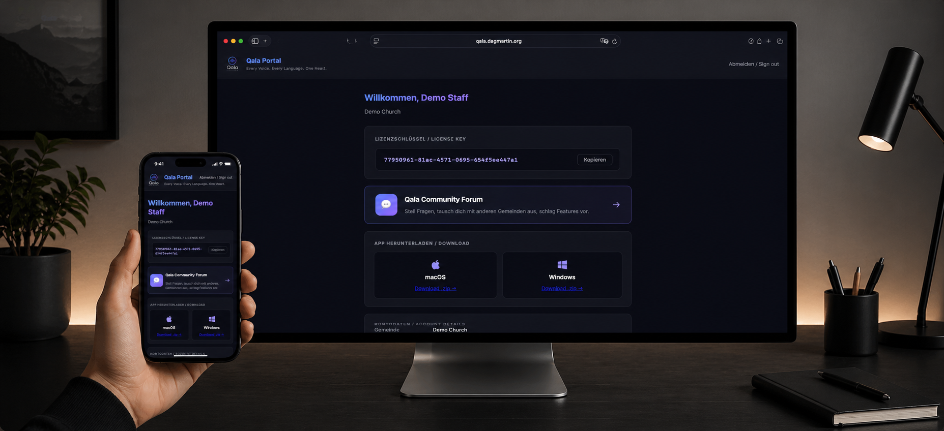 Qala Portal auf Mac und iPhone
